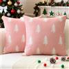 JOTOM Set di 2 Federe per Cuscini Natalizi 45 x 45 cm, con Stampa su Entrambi i lati, Decorative per Divano, Letto e Divano, Decorazione Invernale per Casa, Divano e letto (Rosa)