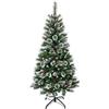 COSTWAY Albero di Natale Innevato 150/180/210/240 cm, Albero di Natale Artificiale con Rami, Bacche Rosse e Base di Metallo, Decorazione Natalizia per Casa, Negozio e Ufficio (150 CM)