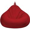 FANSU Copertura per Poltrona Sacco Puff, Poltrona Senza Riempimento Pigro con Zip, Stampa Colori Solidi Pouf per Adulti e Bambini M/XL (100x120cm,Rosso)