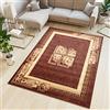TAPISO Atlas Tappeto Salotto Moderno Pelo Corto Design Astratto Fiori Cornice Motivo Geometrico Floreale tonalità Marrone Oeko-Tex Soggiorno Sala Camera Ufficio 80 x 150 cm