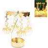 Fengguock Natale Carousel Candle Holder, Rotondo Romantico Portacandele Rotante, Candle Carousel Oro, Alce di Natale Supporto per Candele Rotanti, Portacandele per Decorazione Caminetto per Feste di Nozze