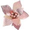 Xinnun 24 Pezzi di Fiori di Poinsettia Artificiali in 3 Taglie per Addobbi Natalizi Fiori di Stella di Natale Glitterati Fiori Finti per Albero di Natale Decorazione di Capodanno per Casa (Oro Rosa)