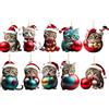 ViLiyDuo Ciondolo Gatto Albero di Natale,10 pezzi Simpatico Ciondolo Natalizio a Forma di Gatto, Decorazione per Albero di Natale Gatto Natalizio in acrilico 2D