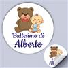 Mr Pubblicità 50 Tag Adesivi personalizzati per nascita, battesimo, compleanno, PERSONALIZZALO QUI con nome, frase, data, etichette adesive , scatolini, sacchetti, bomboniere(Orsetto e Baby Maschio)