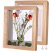 Houstimi Cornice portafoto 3D, 20 x 25 cm, in legno massello e vetro, profondità 1,5 cm, 2 pezzi, colore legno
