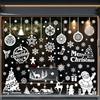 Calkkrer Fensterbilder Natale Autoadesivi Bianchi, Fiocchi di Neve Adesivi per Finestre con Case per Decorazioni Invernali, Adesivi per Finestre Decorazioni Natalizie Riu