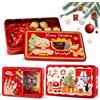QIANAI Scatole Biscotti Natale, Barattolo per Pasticceria Natalizio In Metallo, Barattolo Natalizi Quadrato, Caramelle Box, Scatole Biscotti Natale, per Caramelle, Regali (B)