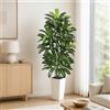 FSOHOI Dracaena Artificiale per Interni 180cm Albero Finto con Fioriera Bianca Alta, Pianta Finta Alta in Vaso, Pianta di Seta Artificiale per la Decorazione Della Casa, Ufficio, Soggiorno, Veranda, Patio