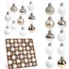 XiLayNeen Set di 49 Palline Albero di Natale Plastica,3CM Mini Palline di Natale Colorate(bianco,rosse,verdi,oro),Piccole Palla di Natalizie per Addobbi Natalizi per Albero