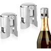 BOXOB 2pz Tappi per Champagne, Sigillo Bottiglia Spumante in Acciaio Inox con Blocco Antigoccia Riutilizzabile per Prosecco Cava Bollicine Fresche