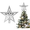Onlvmyur Stella Albero di Natale Onlvmyur Topper Albero Natale Plastica 20cm Puntale Stella Albero di Natale Argento Stella di Natale (argenteo)