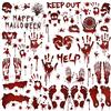 HOWAF Horror Halloween Decorazioni con Impronte di Mani insanguinate - 80+ PCS Vetrofanie, 8 Fogli Finestra Adesivo sanguinante per Feste
