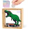 MHJY Salvadanaio Bambini, Salvadanaio in Legno A Forma Di Dinosauro per Bambine Con Adesivi Dell'alfabeto Fai Da Te