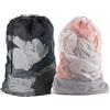LMOGWL 2 pezzi Borsa in rete per il bucato, 60 x 90 cm, borsa per il bucato riutilizzabile da viaggio extra grande con coulisse sigillabile per abiti, pantaloni, camicie (bianco/nero)