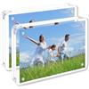 PITBVO Cornice Foto Acrilico, 2 Pezzi 10x15 cm Magnetica Trasparente Cornice, Portafoto Senza Cornice, Bifacciale Display, Utilizzare Orizzontalmente o Verticalmente (Angolo Arrotondato)