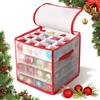 HILKKET Scatola portaoggetti per palline di Natale, scatola per palline di Natale, con divisori regolabili, 64 scomparti, 4 livelli, 2 cerniere