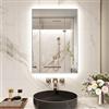 Snowdool Specchio da bagno a LED con cornice in metallo argentato, specchio da toeletta illuminato da parete 50 x 70 cm, rettangolare illuminato con oscuramento a 3 colori, antiappannamento, IP44