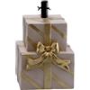 MA MAISON Base Supporto per Albero di Natale 150h cm - Pacchi Regalo, con Fiocco, in Magnesia, Gancio Metallo, Decorazioni, Finiture in Oro - Kit di Fissaggio (34X32X46H CM)