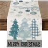 JOTOM Runner da tavola di Natale, 40 x 180 cm, con alberi di Natale blu, Buon Natale runner da tavola invernale per cucina, sala da pranzo, decorazione per interni, casa, fattoria, feste (blu)