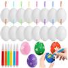 Bluelves Uova di pasqua Decorative, Uova di Pasqua Decorazioni, 24 Pezzi Uova Pasquali da Appendere, Artigianato Fai da Te di Pasqua, per La Decorazione e Regalo, con 6 Pennelli, 6cm (Bianco)