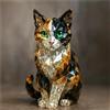 Generic Sculture di animali in cristallo, sculture di gatti in cristallo fatte a mano 2025, statuette di animali in vetro dipinto da collezione, opere d'arte Crysta, per decorazioni domestiche, ufficio, bar
