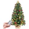 Yorbay Mini Albero di Natale con Luci LED e Palle di Natale, Stelle e Frutta Rossa, 8 modalità di Illuminazione, per Decorazioni Natalizie, Con Telecomando (70 cm)