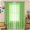 GAIFNAG Tende Voile in Poliestere 90 x 200 cm Lino Naturale, Sole Antimosche Lavabile Regolabile Camera da Letto Moderne Tende per Porta Finestra, Decorazione, Verde Tenero