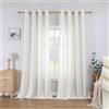 CUCRAF Tenda in vera lino con occhielli, set da 2 pezzi, altezza 225 x larghezza 140, beige chiaro, semitrasparente, effetto lino, per soggiorno, camera da letto