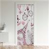 Loussiesd Parigi Torre Eiffel Oscurante Tenda Oscurante Coppia Amante Romantico Armadio Francese Copertura Porta Tenda Viaggio Porta Tenda per Porta Privacy Rosa Bianco Famoso Paesaggio Urbano 86 x 203cm
