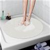 AMOMYDOG Tappeto per Doccia Rotondo, 60cm Tappetino Doccia Antiscivolo Antimuffa Antibatterico in Luffa, Tappeto Bagno Morbido PVC Tappetino Vasca per Bagno e Aree Umide (Bianco)