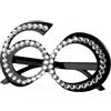 Bessy shop Occhiali da Compleanno 60 Anni con Strass Accessorio Festa alla Moda Unisex - Bicchieri Decorativi per Anniversari e Feste - Montatura Glamour per Decorazioni Party