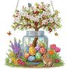 AIRDEA Albero fiorito vaso Diamond Painting Ciondolo Acrilico Doppia Faccia, Fiori coniglio Diamond Painting Decorazione Sospesa Kit Completo, Diamantini Crystal Art Ciondolo Acchiappasole