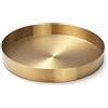 IVAILEX Vassoio da Portata Rotondo dorato, Vassoio Decorativo in Acciaio Inossidabile per Gioielli o Trucco, Oro (22 cm)