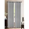 HOME ZEN HOUSEHOLD LINEN tendone art clay con anelli in ferro battuto e motivo jacquard in risalto di colore argentato con disegno ghirigoro e foglie tenda semi trasparente leggera art clay 140x280cm col grigio chiaro