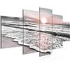 Runa Art - Quadri Tramonto Spiaggia 200 x 100 cm 5 Pezzi XXL Decorazione Murale Design Grigio Rosa 023751b