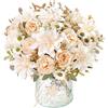 DEMIUKO 4 mazzi di dalie fiori artificiali fiori di seta in champagne rose artificiali bouquet di fiori finti vasi decorativi per matrimonio festa centrotavola allestimento floreale interno esterno