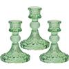 Esdallina Portacandele in vetro, portacandele a pilastro, decorazione da scrivania per matrimoni, cene e feste, 3 pezzi (verde)