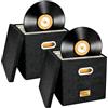 Aolawco 2 scatole portaoggetti in vinile per dischi da 13, scatole pieghevoli per LP fino a 100 dischi singoli, organizer per album, CD, passaporti, riviste, file, colore nero