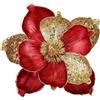 GL-Turelifes, 6 fiori di Natale grandi glitterati da 10 pollici, fiori artificiali di magnolia, ornamenti pieghevoli per decorazioni dell'albero di Natale, per feste di Natale, Capodanno, matrimonio