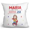 Mugffins Cuscino PERSONALIZZABILE ZIA - En italiano - Sei Super! - Idee Regali Divertenti - Rivestimento e Imbottitura (40x40 cm). Tatto Cotone
