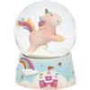 Dekohelden24 Palla di neve con unicorno, varie dimensioni, Kugel Ø 6,5 cm, Rosa Einhorn