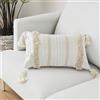 LOMOHOO Boho Fodera per cuscino Cuscino trapuntato Nappa tessuta Cuscino decorativo per divano Divano Camera da letto Soggiorno Giallo chiaro Beige 12X20'' 1PC