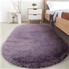 Treer Tappeto Ovale Salotto Moderno Pelo Corto Lavabile Morbido Tappeti per Soggiorno Tappeti per Interni Morbidi Tappeti, per Divano Camera da Letto Home Decor (Grigio Viola,80x160cm)