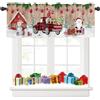 Tokusyou - Tenda in tulle natalizia con gnomi, tenda natalizia con omino di neve e campana, tenda opaca da bistrò per soggiorno, L 137 × A 45 cm