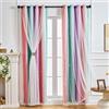 NETMEO 2 Pannelli Tende Principessa per Ragazze, Tende Fantasy a Doppio Strato, Oscuranti per Camerette per Bambini, con Occhielli per Soggiorno (Rosa Viola Verde, L132 x A213 cm)