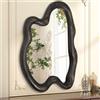 AAZZKANG Specchio da parete vintage con cornice in legno, grande, irregolare, 80 x 60 cm, specchio decorativo da appendere per bagno, camera da letto, soggiorno, ingresso