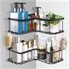 Lychico Confezione da 2 contenitori angolari per doccia, organizer adesivo per bagno, decorazione della casa e cucina, senza foratura, organizer per bagno in acciaio inossidabile, set di decorazioni per il