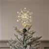 Lights4fun Puntale per Albero di Natale a Forma di Fiocco di Neve Blanco Luminoso di 30 cm con 20 Micro LED Bianco Caldo a Pile con Timer Decorazione Natalizia per Interni