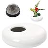 WANDIC Forniture per organizzare Fiori, Tondo Fiore Rana & Vaso di Fiori in Ceramica Lucido Bianco Ghiaia Fiore Disposizione Vaso per Ikebana Arte Floreale casa Ufficio Decorazione