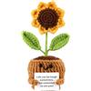 TOYMIS Girasole All'Uncinetto Positivo Vaso Messaggio Decorazione Feste Regalo Motivazionale